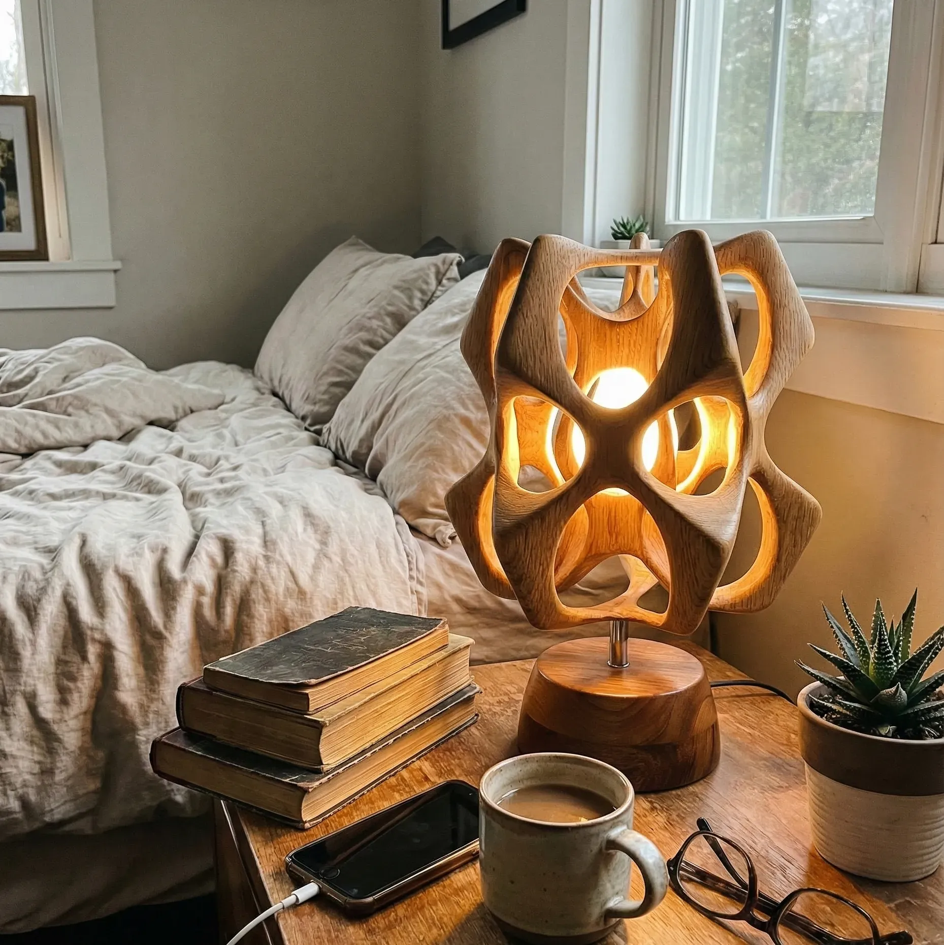 AeternaInk Wooden Lamp Diffusing Essential Oils