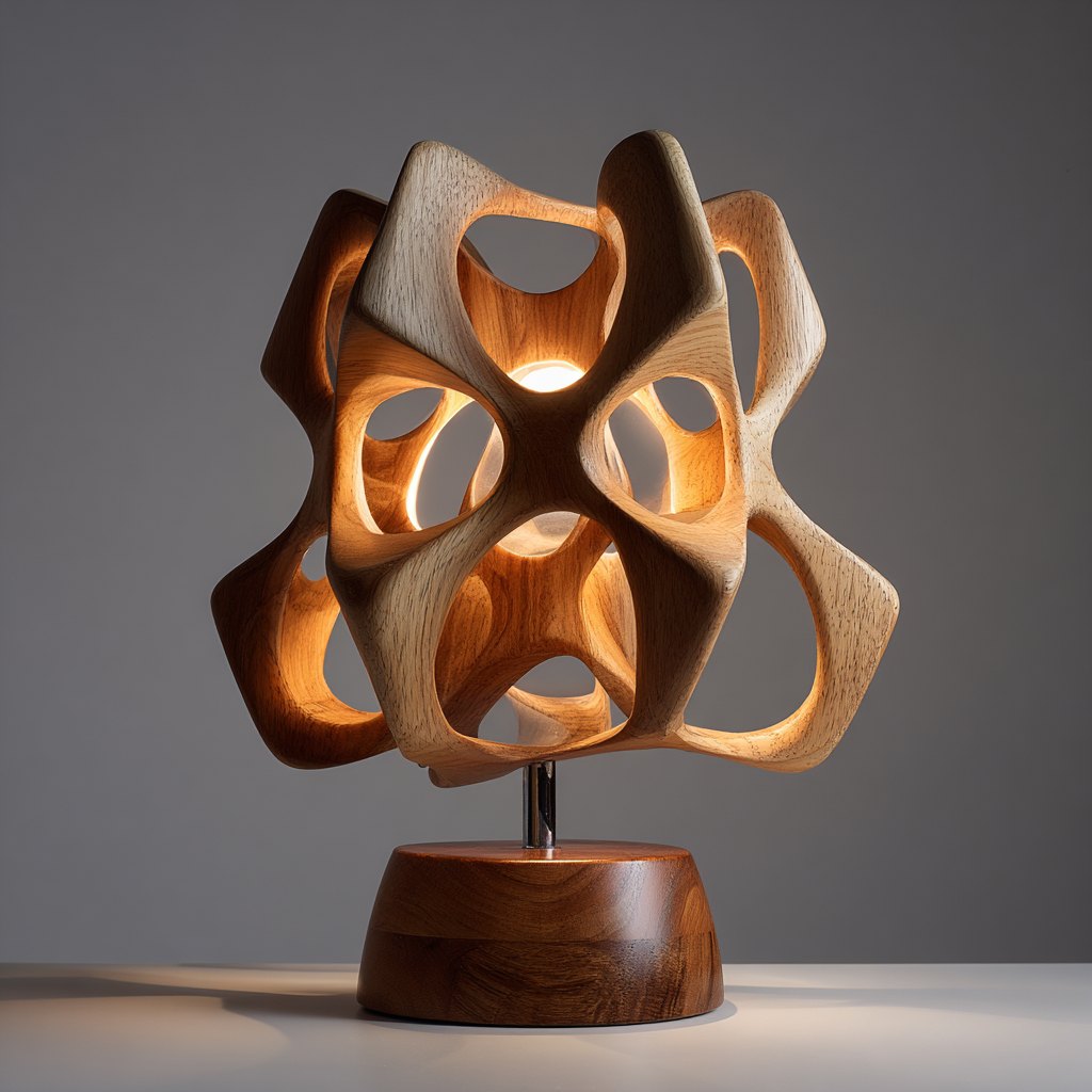 The Nucleus | Hand-Carved Organic Wood Sculpture Lamp